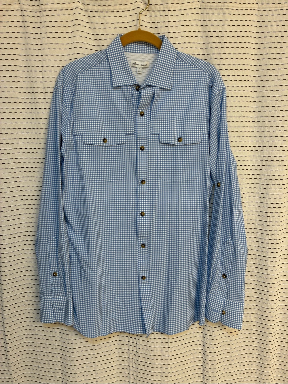 Peter Millar Light Blue Gingham Shirt Jacket